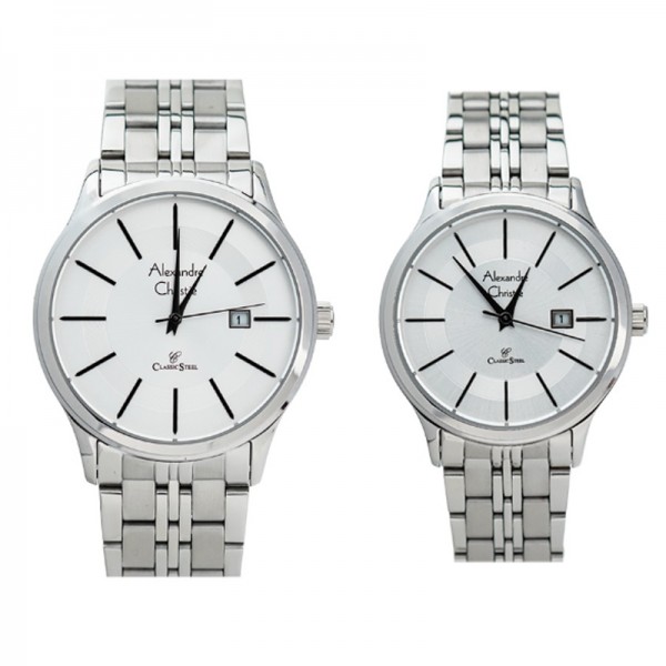 Alexandre Christie AC 8348 Silver White Couple